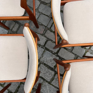 Set: 6x Polsterstuhl beige Teak Cord von Erik Buch