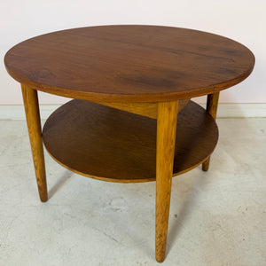 Runder Couchtisch Eiche & Teak aus Dänemark