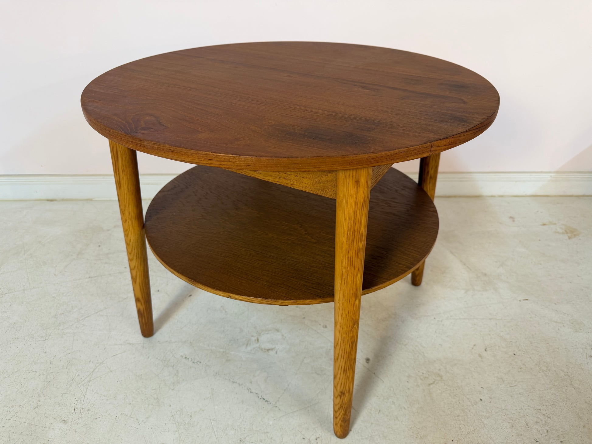 Runder Couchtisch Eiche & Teak aus Dänemark