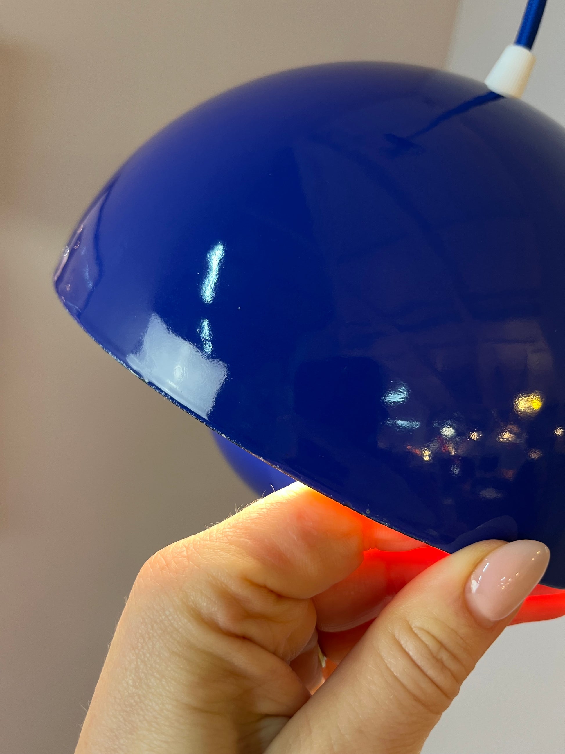 Hängelampe Flowerpot blau Emaille von Verner Panton für Louis Poulsen