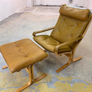 Set: Sessel Siesta mit Hocker Echtleder von Ingmar Relling für Westnofa