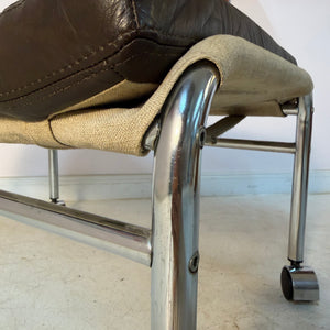 Hocker Modell Bore dunkelbraun Chrom von Noboru Nakamura für IKEA