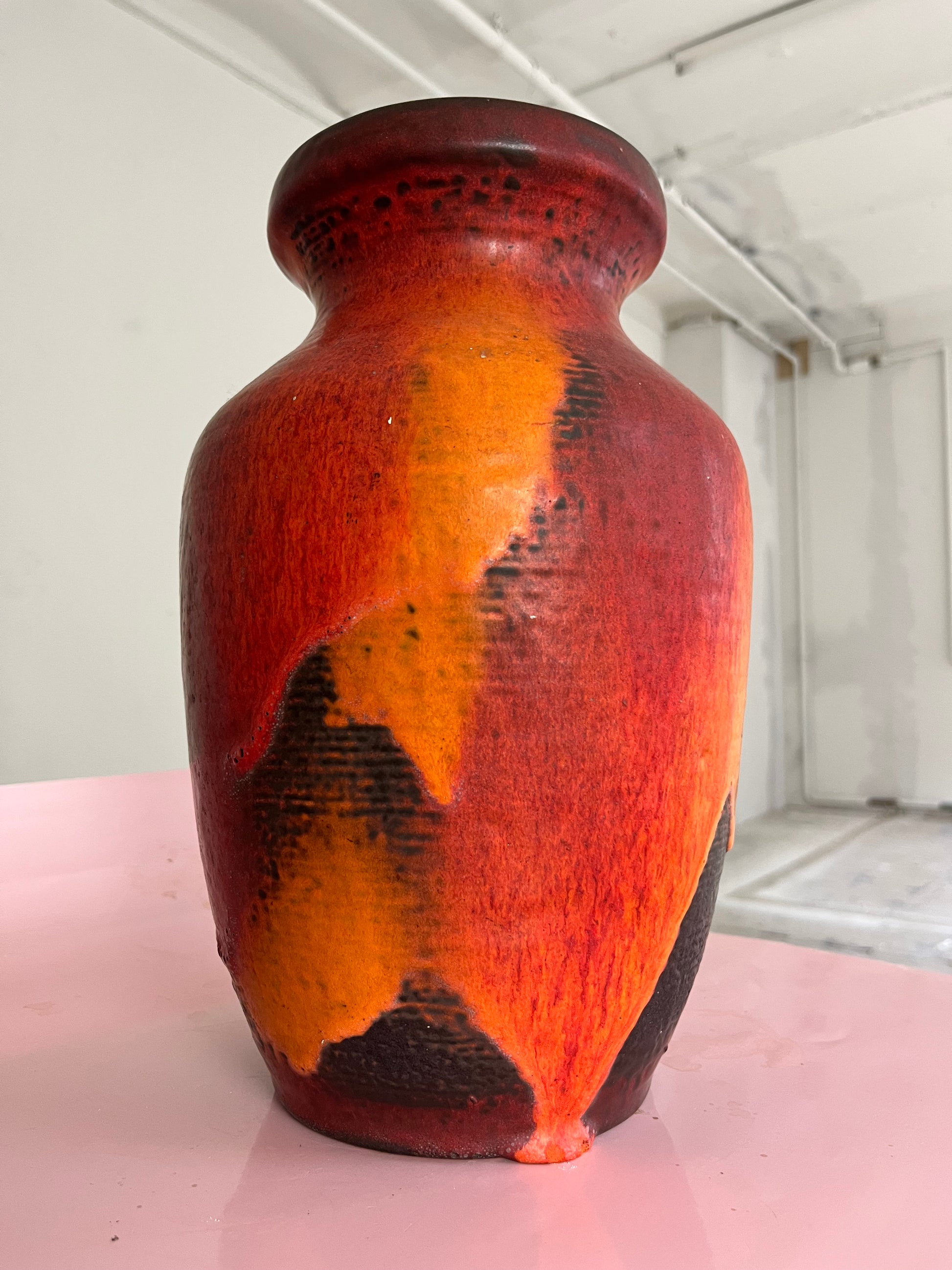 Vase 7312-30 Fat Lava orange rot von Carstens Keramik West Germany