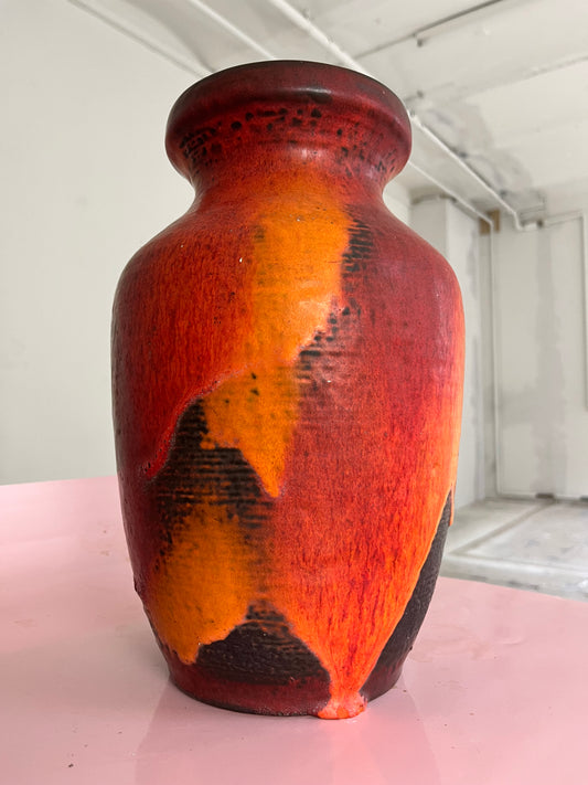 Vase 7312-30 Fat Lava orange rot von Carstens Keramik West Germany