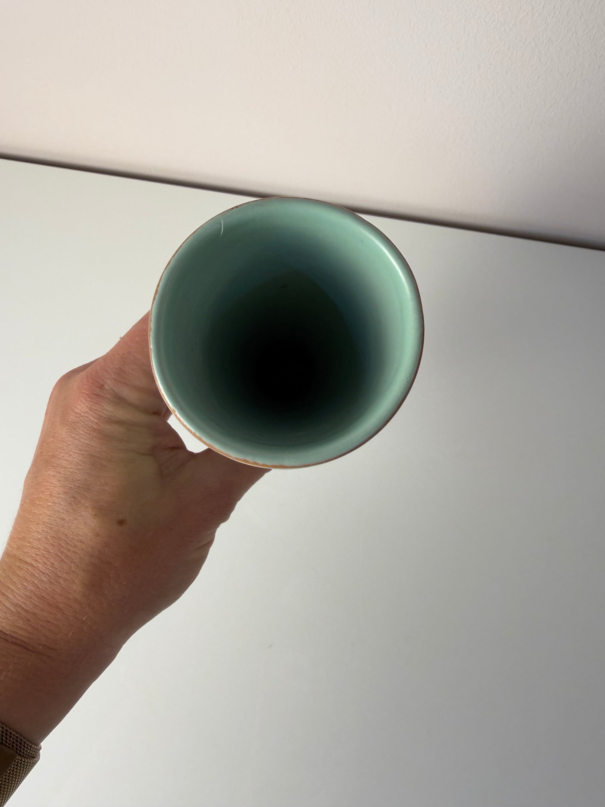 Set: Vase und Karaffe mintgrün weiß Keramik aus Westdeutschland