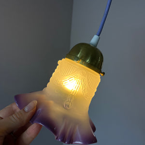 Hängelampe Blume lila Glas Messing