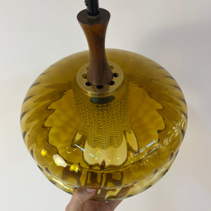 Hängelampe Glas Teak von Orrefors