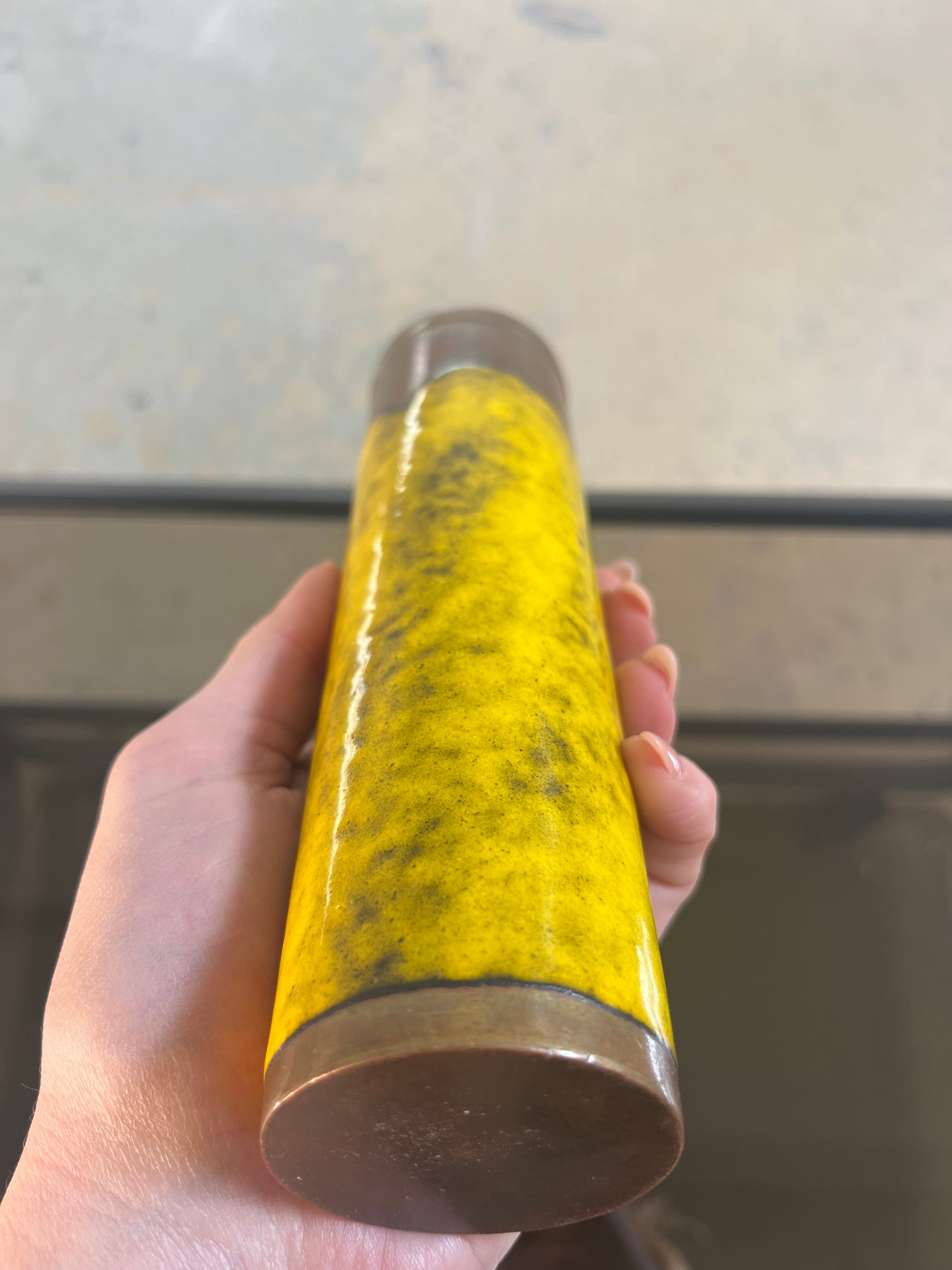 Vase gelb Kupfer Emaille