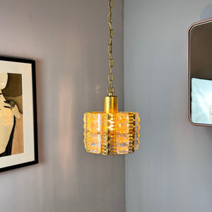 Hängelampe Glas Messing von Carl Fagerlund für Orrefors