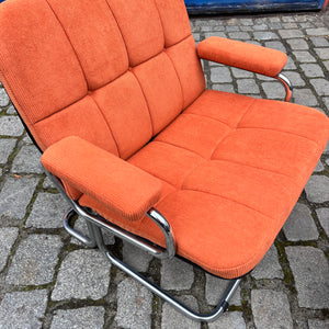 Sessel orange Cord Chrom mit Ottomane von pol international