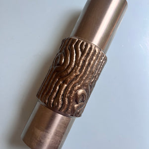 Brutalistische Vase silber Edelstahl 70er