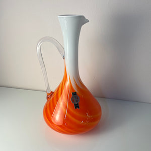 Henkelvase Opalglas mit Flammenmuster von Vetreria Artigiana Sanminiatello