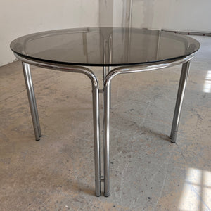 Runder Esstisch Chrom & getöntes Glas