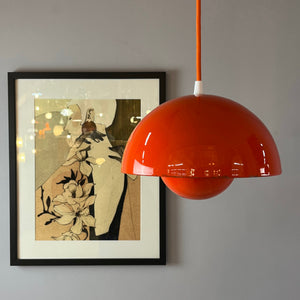 Hängelampe Flowerpot VP1 orange Emaille von Verner Panton für Louis Poulsen