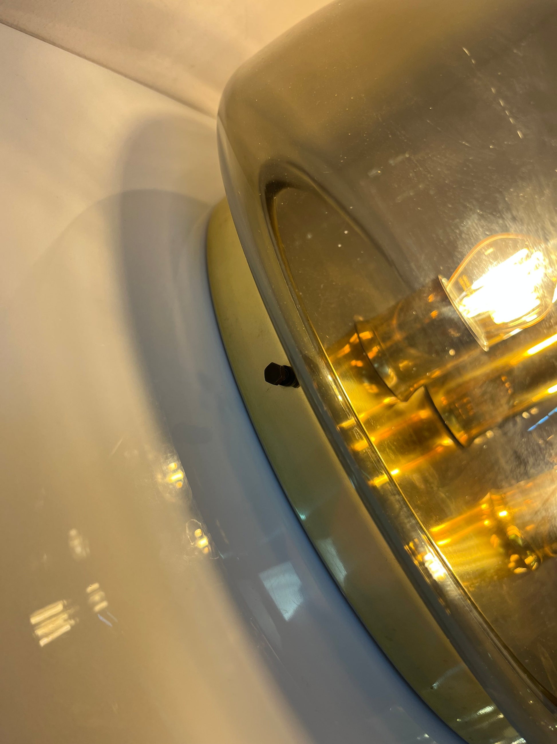 Wand-/ Deckenlampe Messing Rauchglas von Kaiser Leuchten