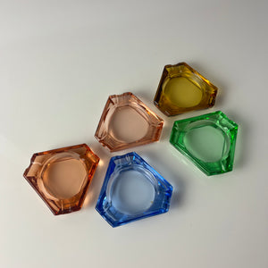 Set: 5 Aschenbecher pastell Glas