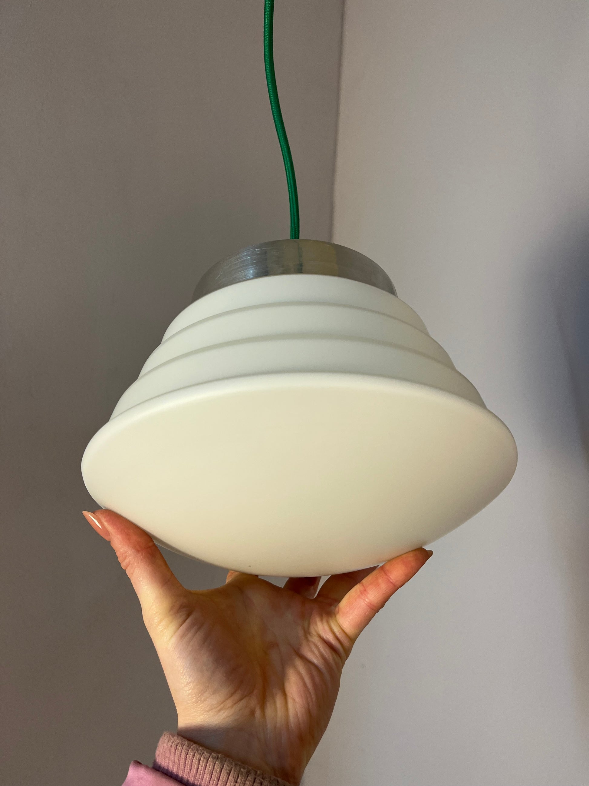 Hängelampe weiß silber Glas
