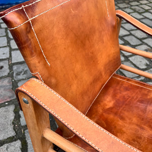 Safari-Sessel mit cognacfarbenem Lederbezug von Aage Bruun & Søn