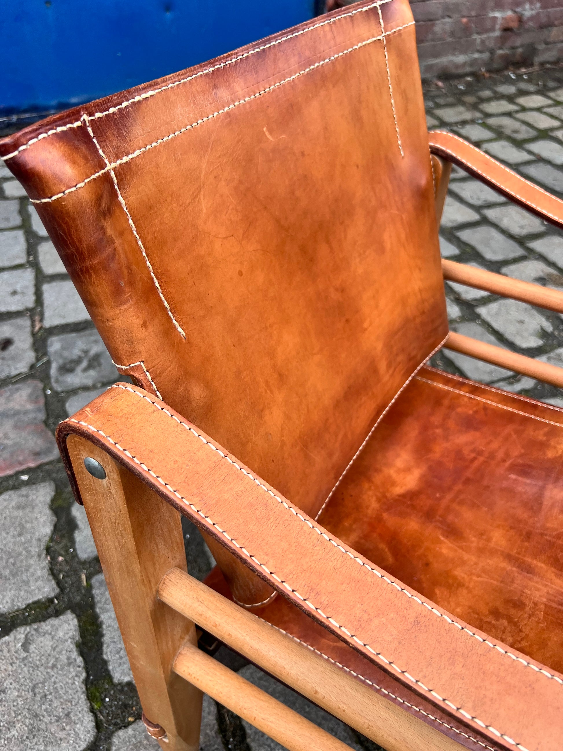 Safari-Sessel mit cognacfarbenem Lederbezug von Aage Bruun & Søn