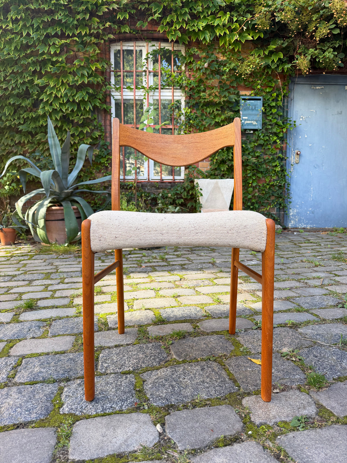 Polsterstuhl GS 600 creme Teak Wolle von Arne Wahl Iversen für Glyngøre Stolefabrik