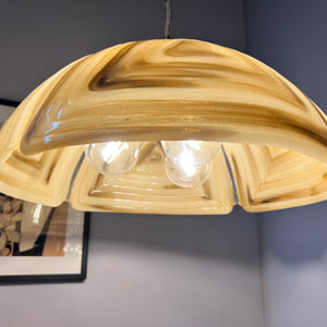 Hängelampe braun Glas Chrom handgearbeitet von Cristallux