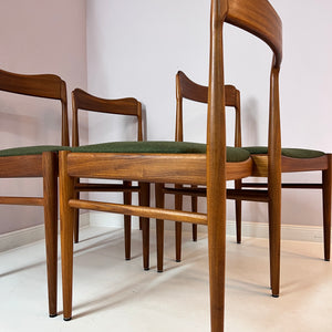 Set: 4x Polsterstuhl grün Teak