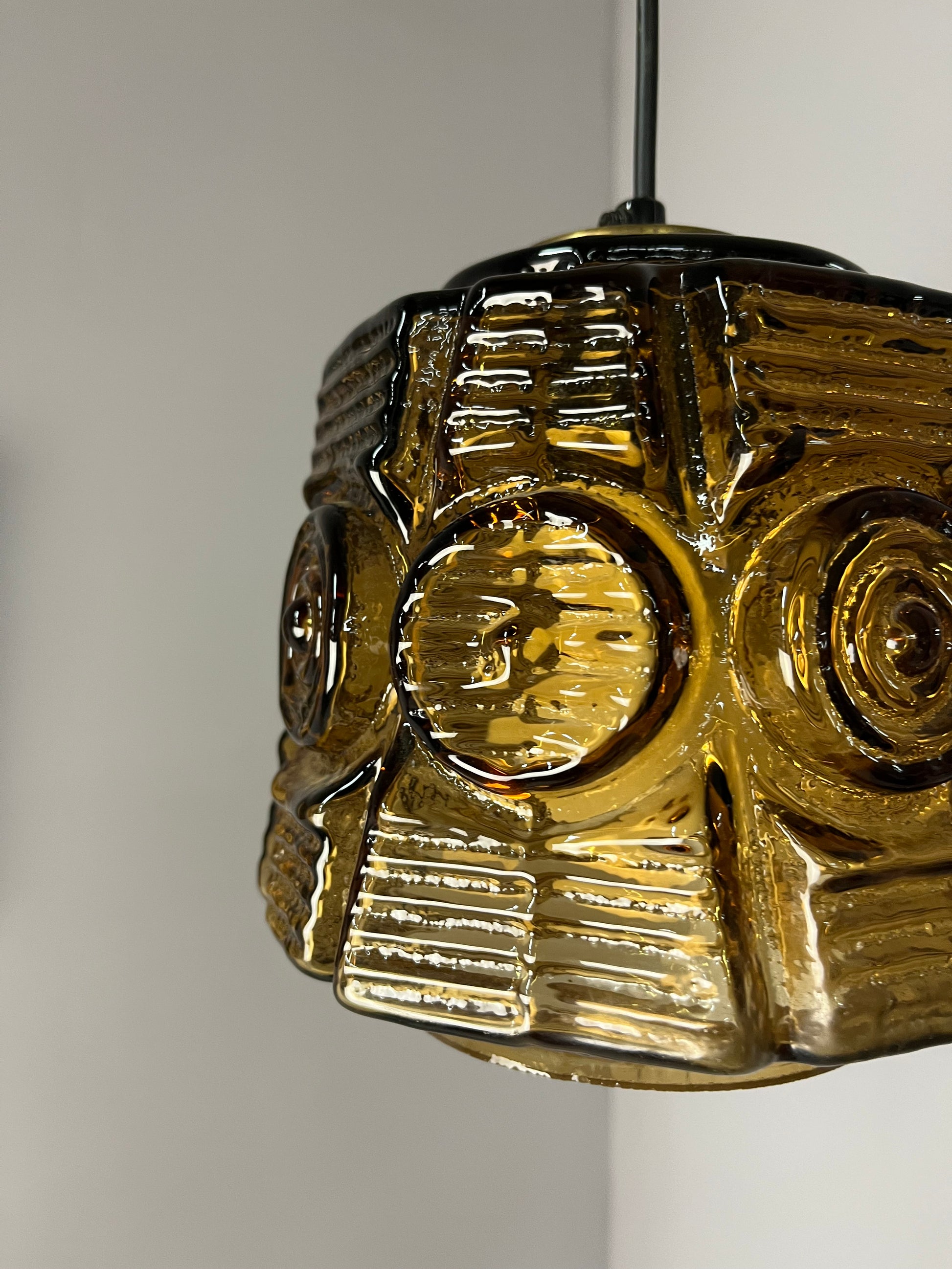 Hängelampe braun Glas Messing von Vitrika