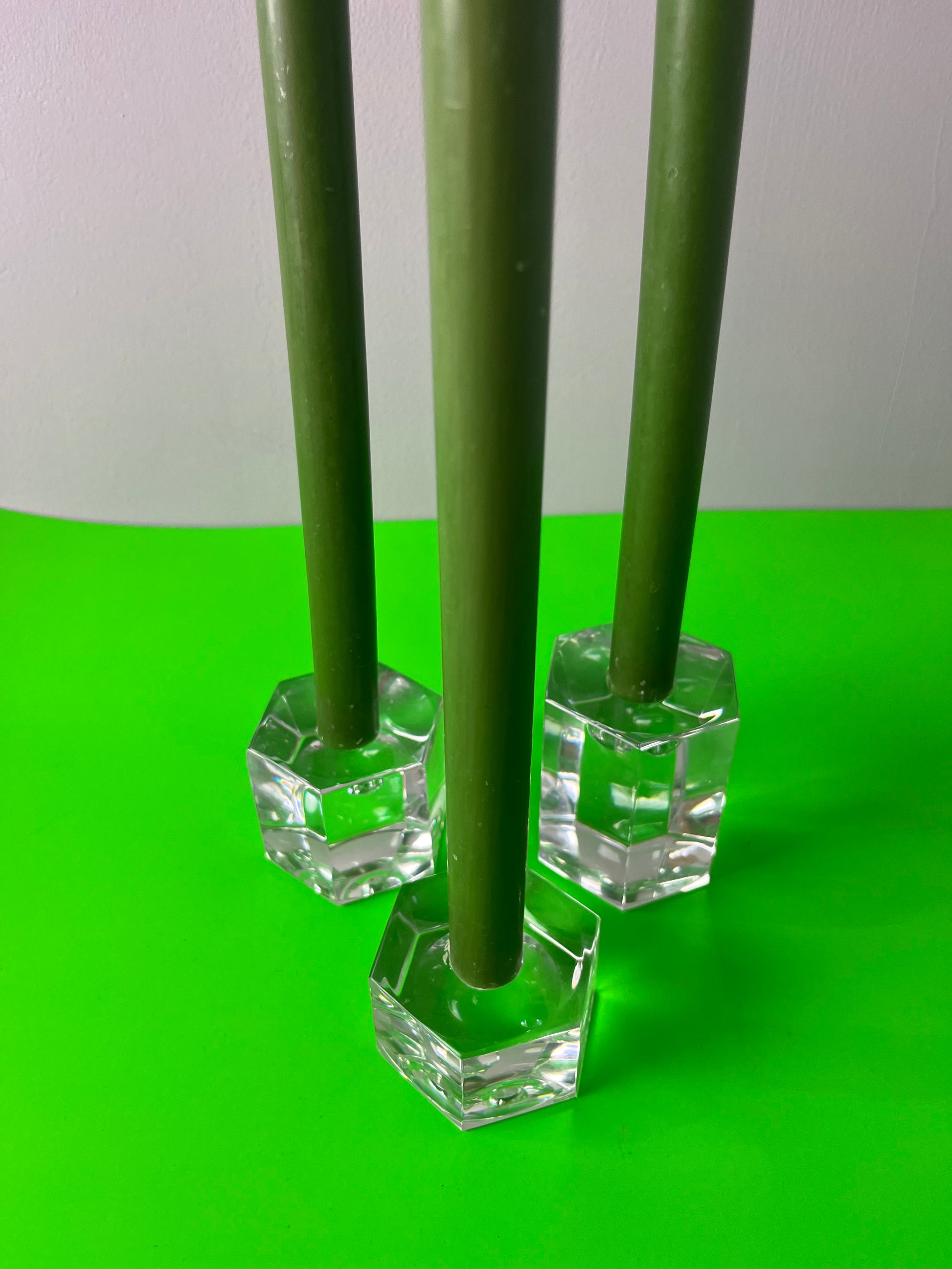 Set: Trio Kerzenständer Hexagon Glas