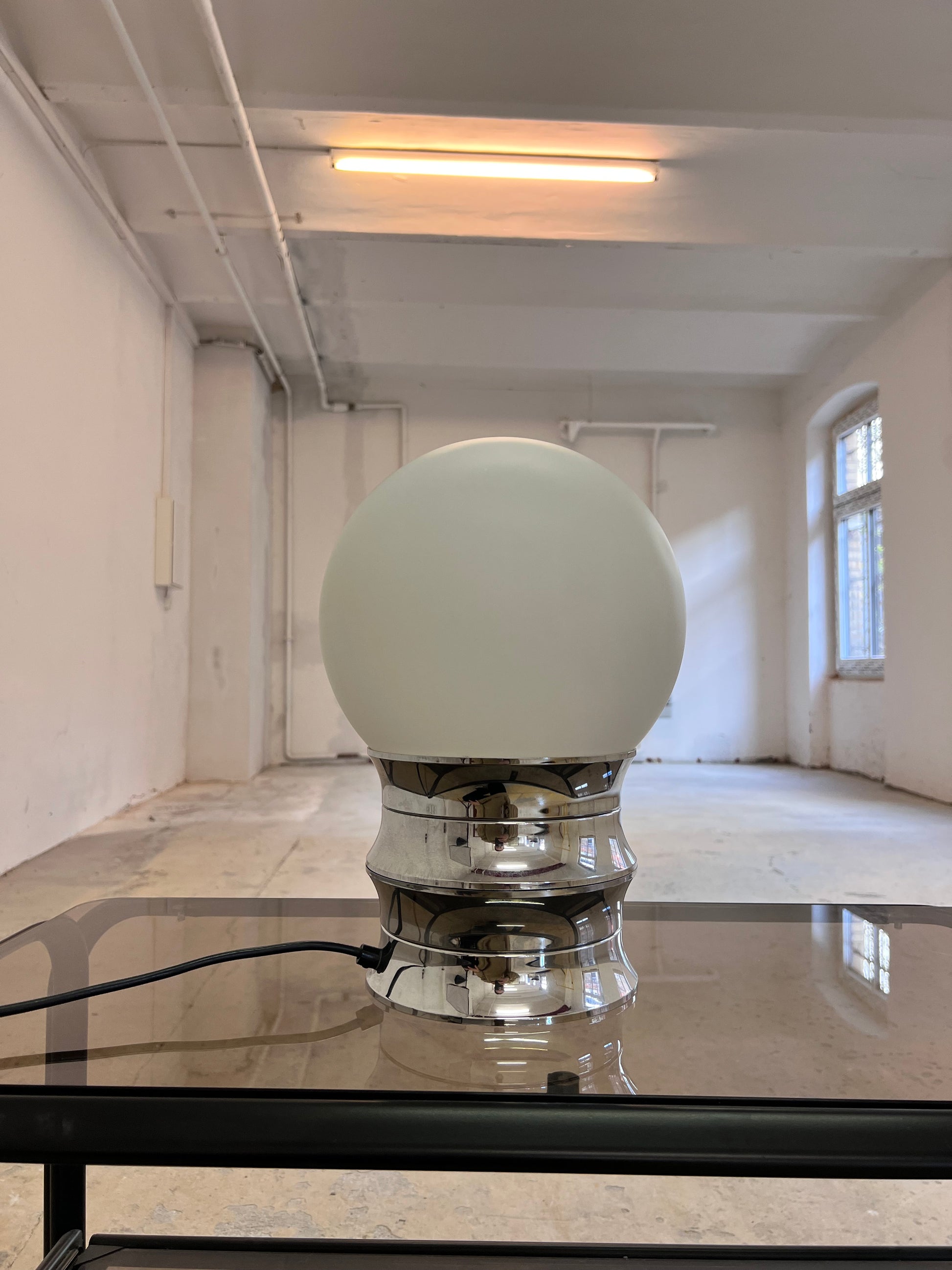 Tischlampe Chrom Opalglas von VEB NARVA