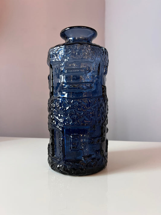 Vase blau Glas von Göte Augutsson für Ruda Glasbruk