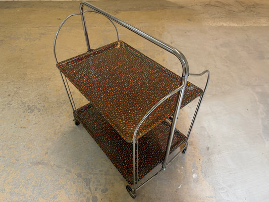 Dinette Servierwagen mit Blümchen und Chrom