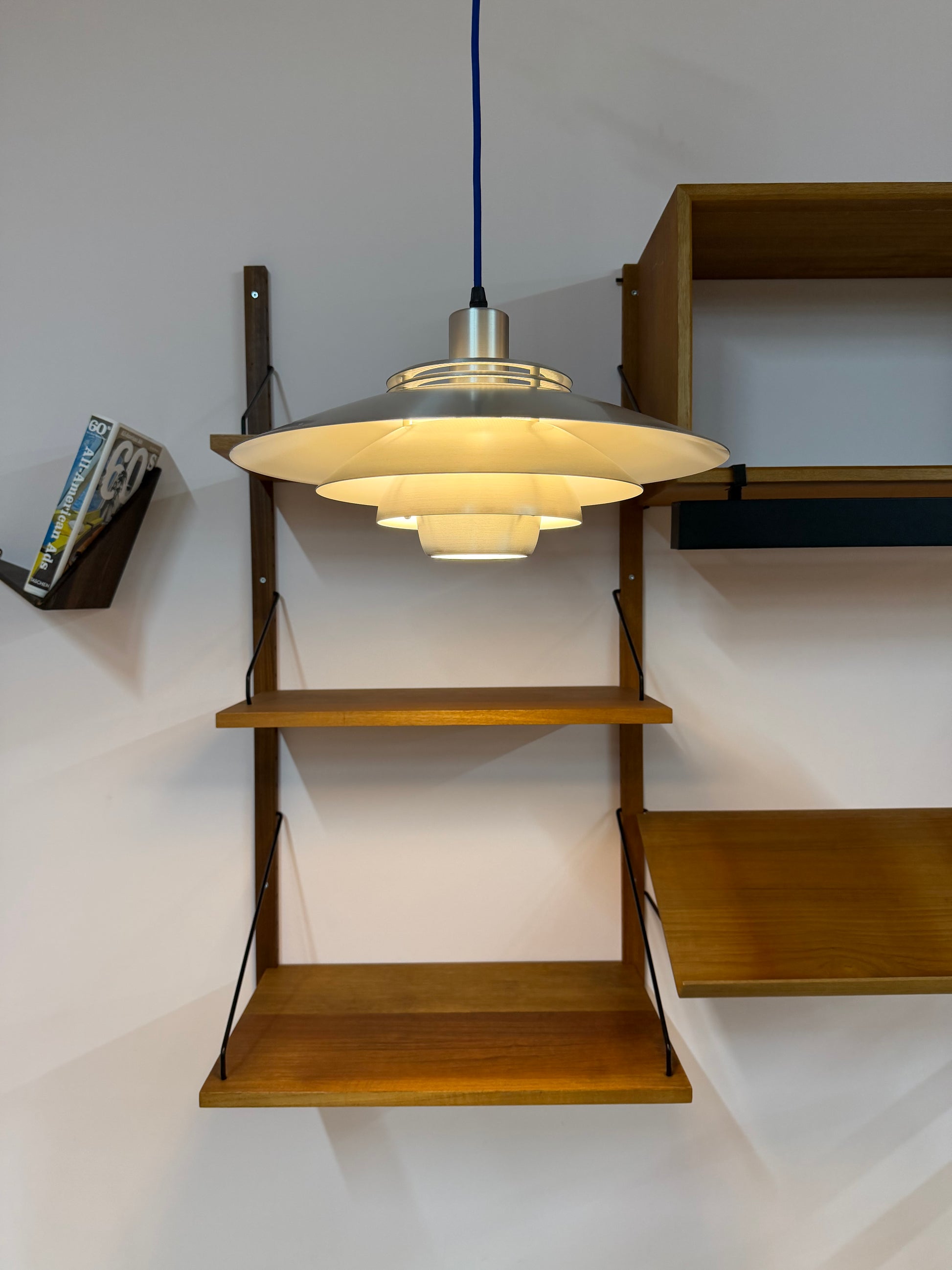 Lamellenlampe Modell Dania 2040 silber von Kurt Wiborg für JEKA