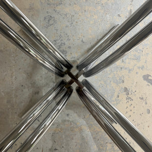 Runder Esstisch Rauchglas Chrom