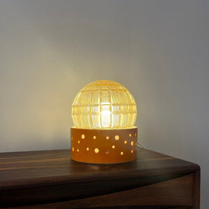 Tischlampe orange weiß von Gerold Porzellan Bavaria