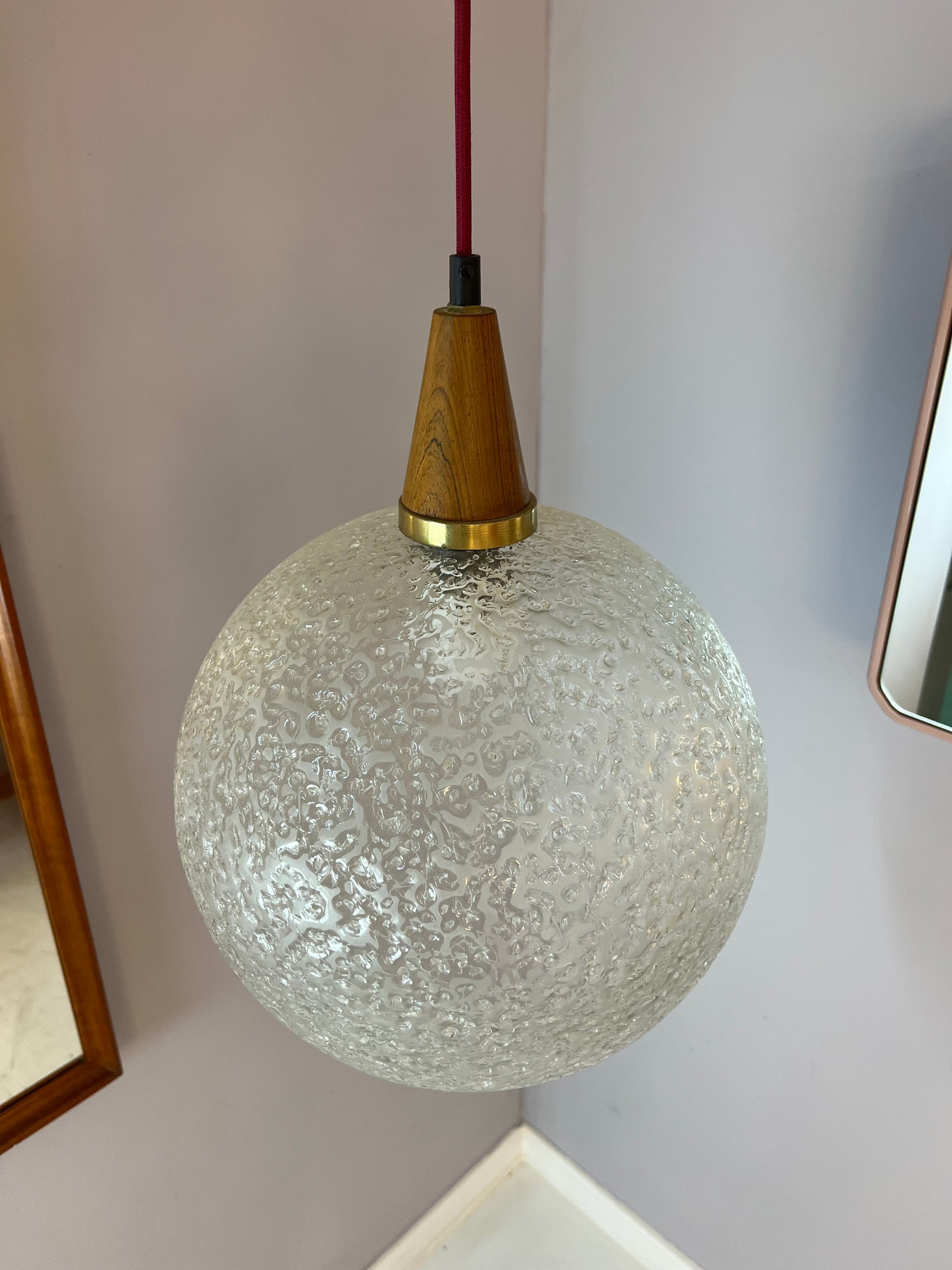 Kugellampe Glas Teak von Doria