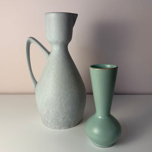 Set: Vase und Karaffe mintgrün weiß Keramik aus Westdeutschland