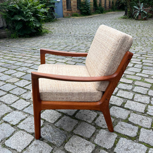 Sessel Senator beige Wolle Teak von Ole Wanscher für Cado