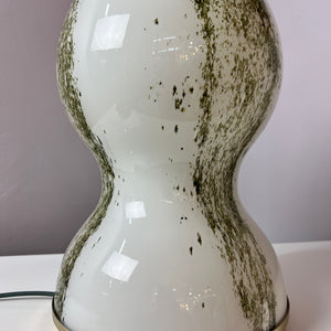Tischlampe grün weiß Glas von Doria