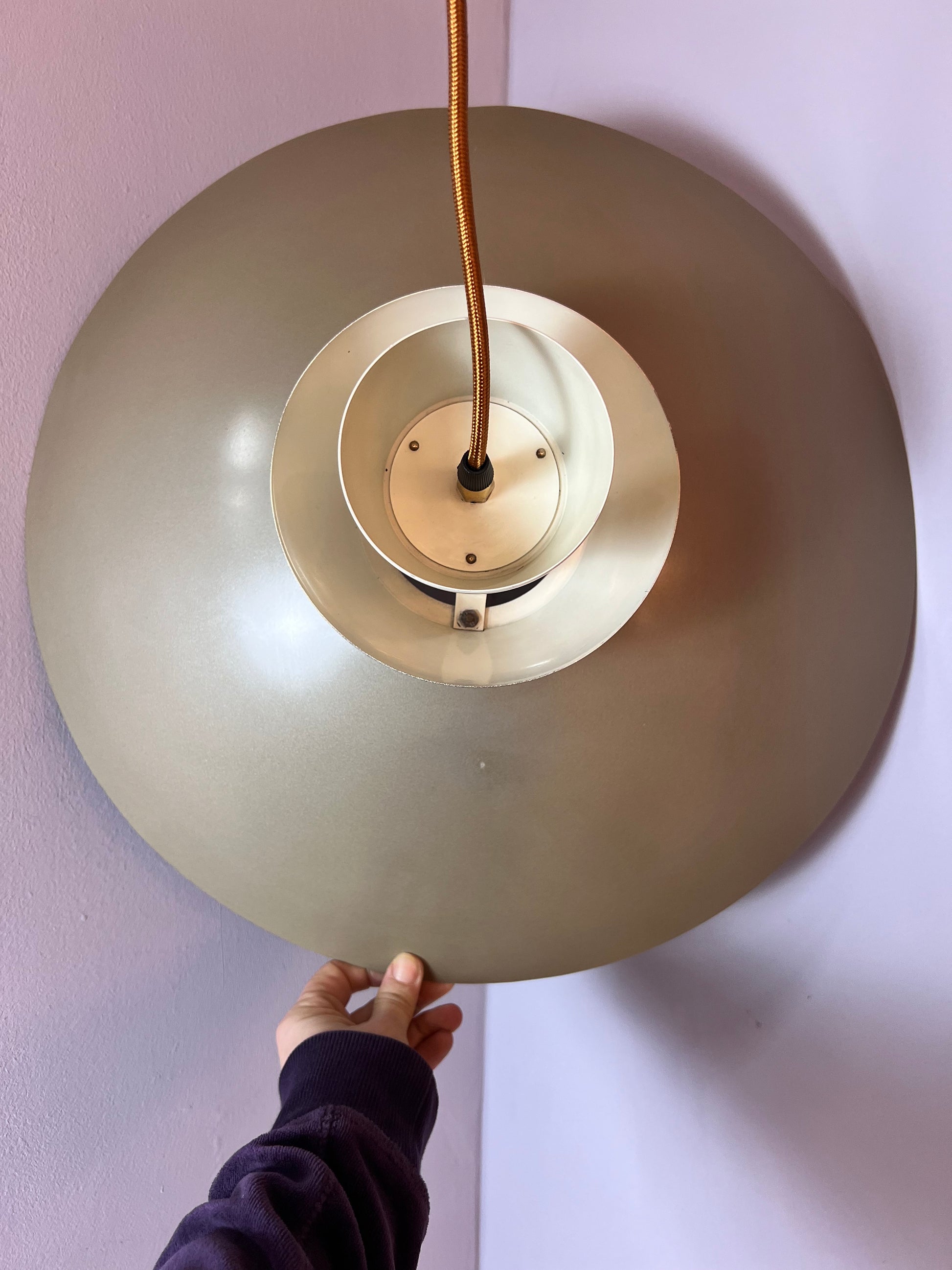 Lamellenlampe creme Messing