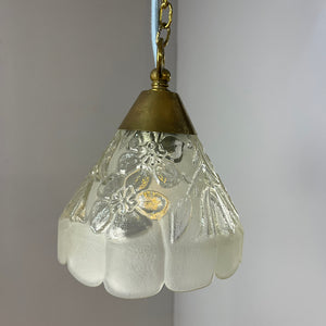 Hängelampe Glas Messing mit Kette aus Dänemark