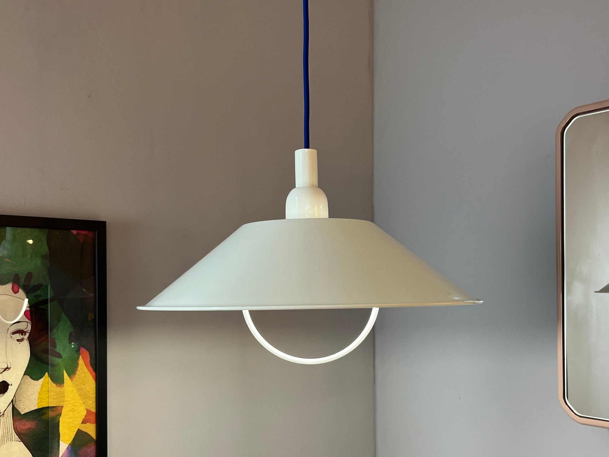 Industrielampe weiß Metall aus Dänemark