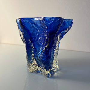 Vase blau Glas von Kai Blomqvist für Riihimaki / Riihimaen Lasi Oy