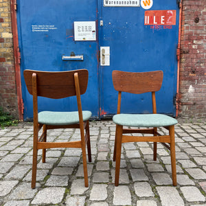 Set: 2x Esszimmerstuhl teal Teak