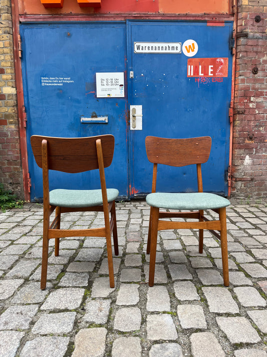 Set: 2x Esszimmerstuhl teal Teak