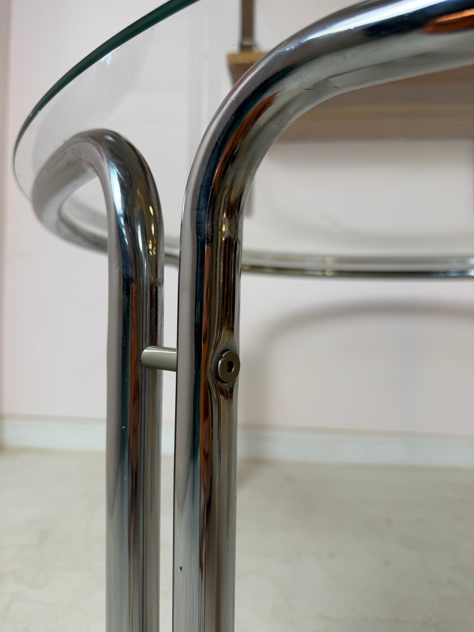 Runder Couchtisch Glas & Chrom
