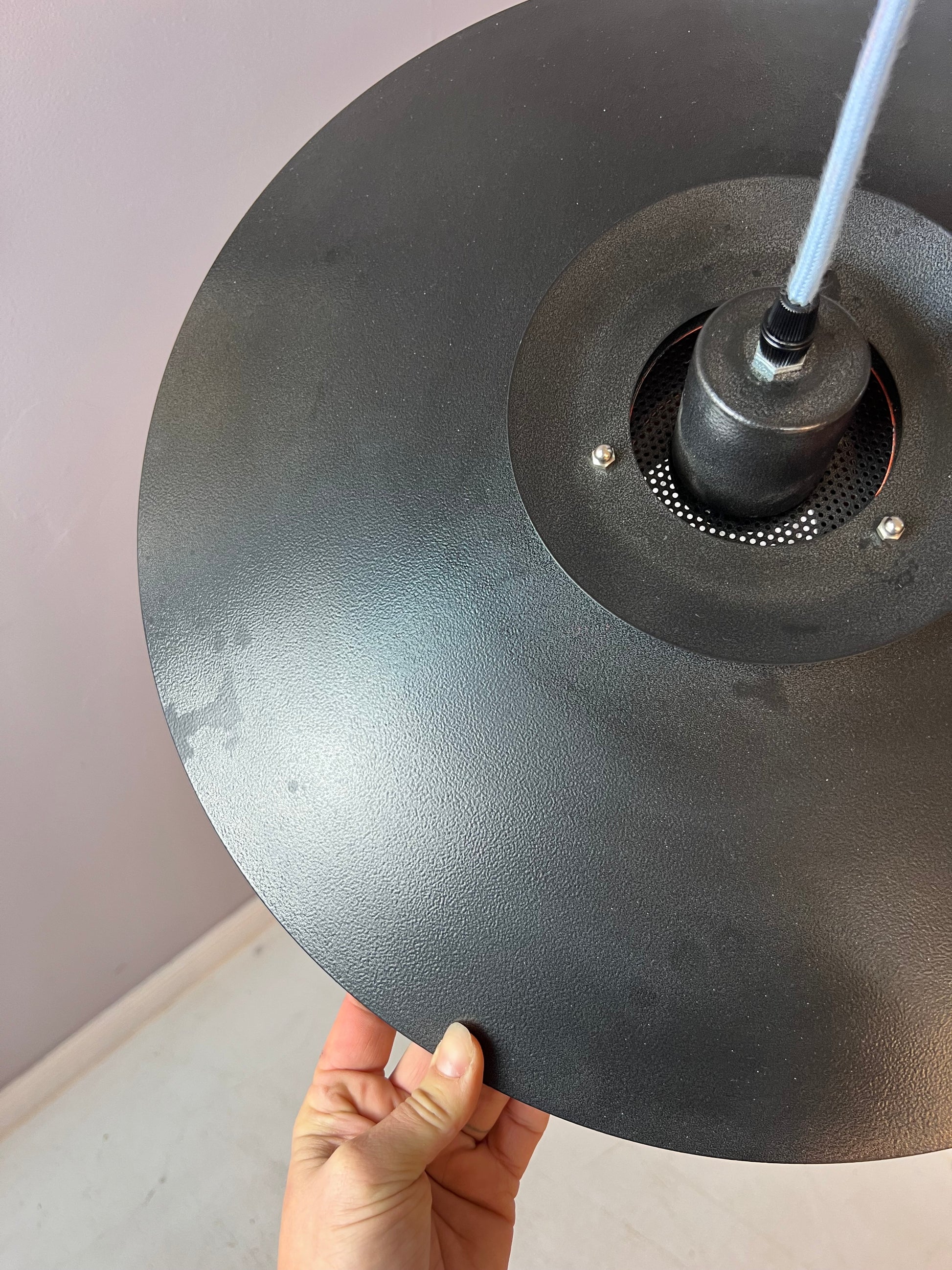 Lamellenlampe neu lackiert orange schwarz