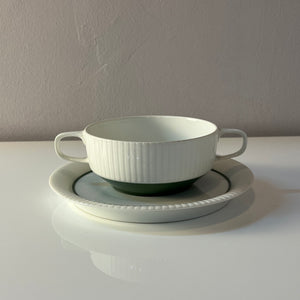 Set: 6x Suppentasse mit Untertasse Modulation Secunda grün von Tapio Wirkkala für Rosenthal