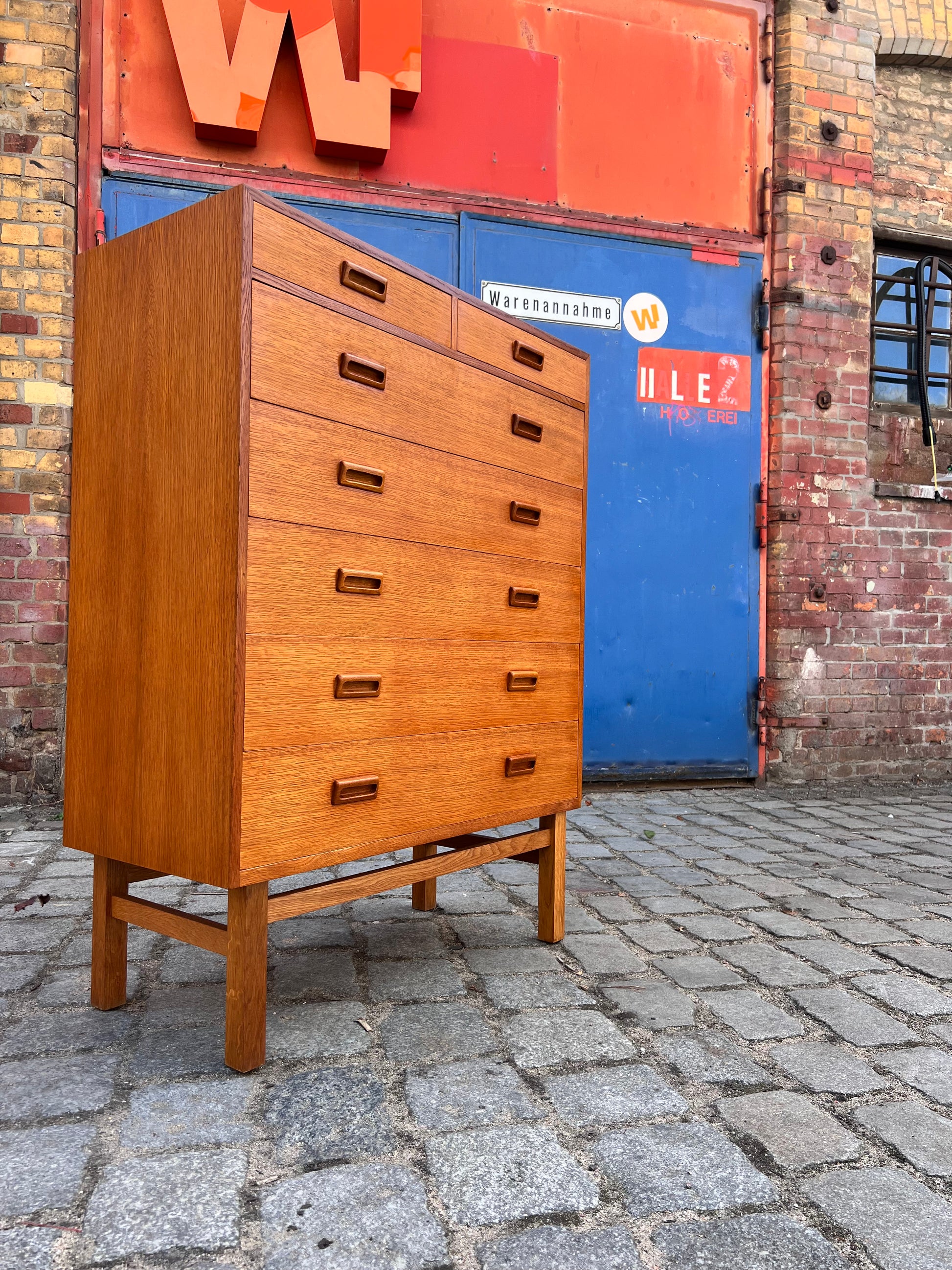 Tallboy Kommode Eiche mit Doppelgriffen von Holger Jensen für FDB Møbler