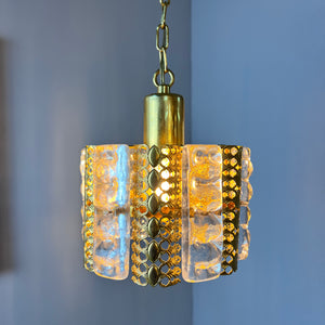 Hängelampe Glas Messing von Carl Fagerlund für Orrefors