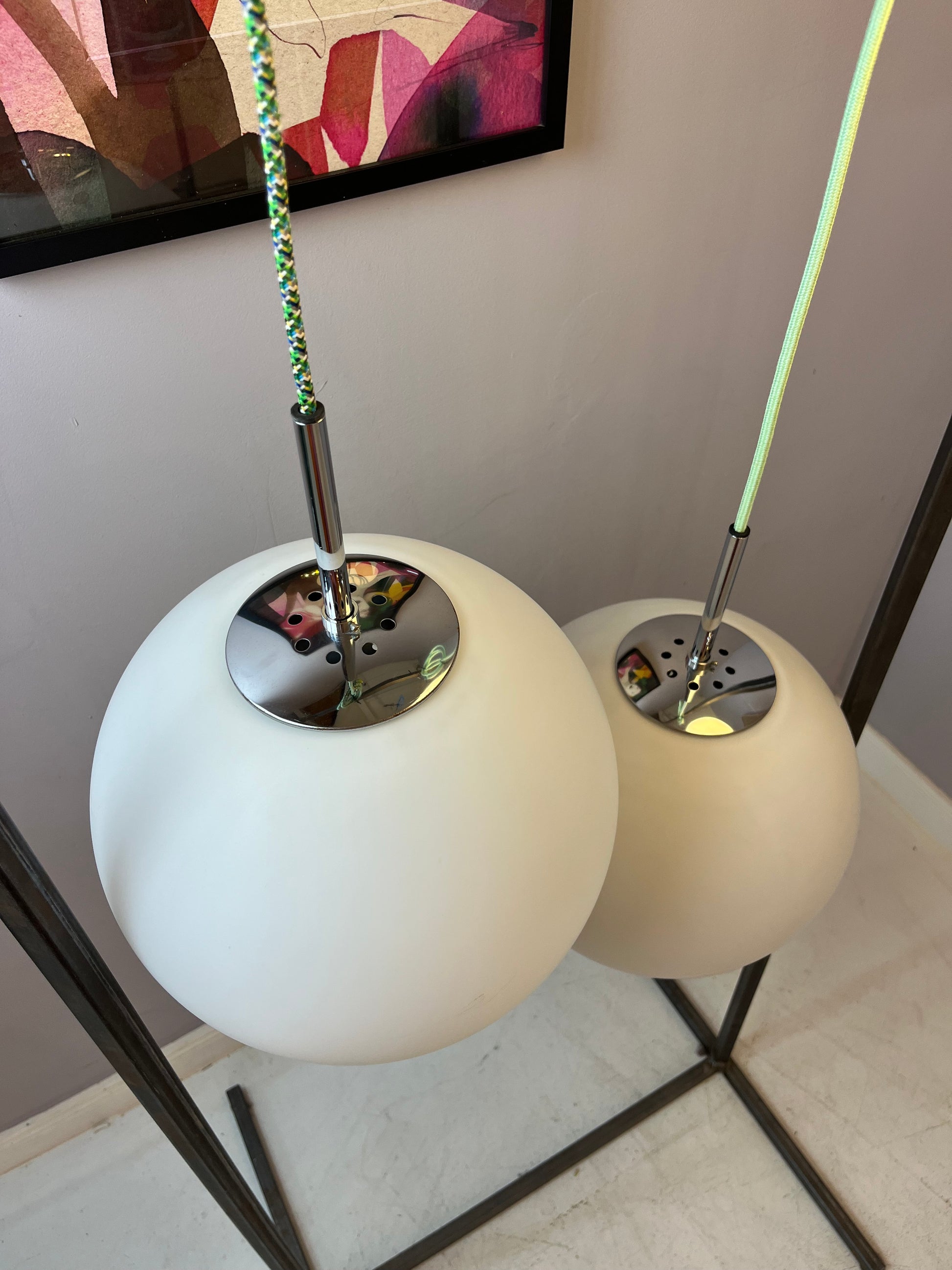 Kugellampe weiß Chrom von Glashütte Limburg